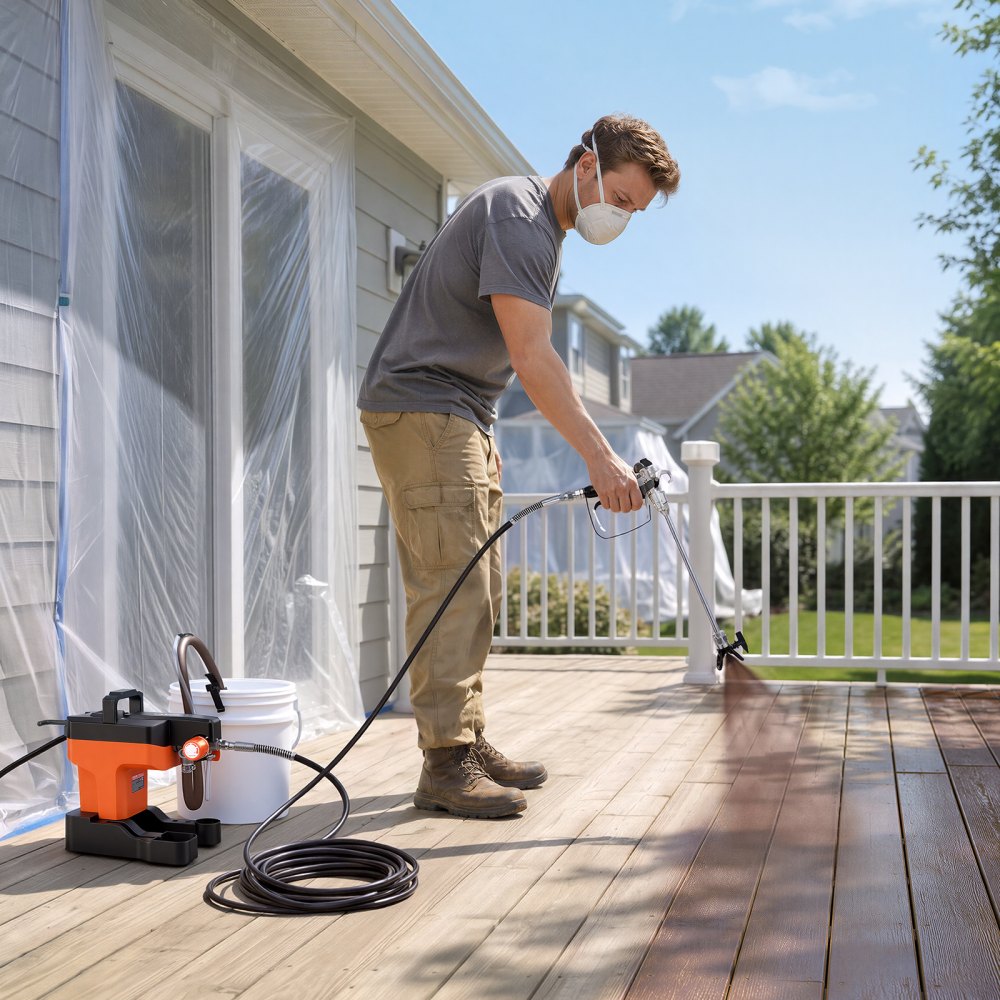VEVOR Airless Paint Sprayer 650 W 3000 PSI High Pressure Airless Sprayer, For Interior & Exterior House Painting and DIY, Fine and Even, Lightweight Spray Machine with Tip Sets, Hose, Extension Rod