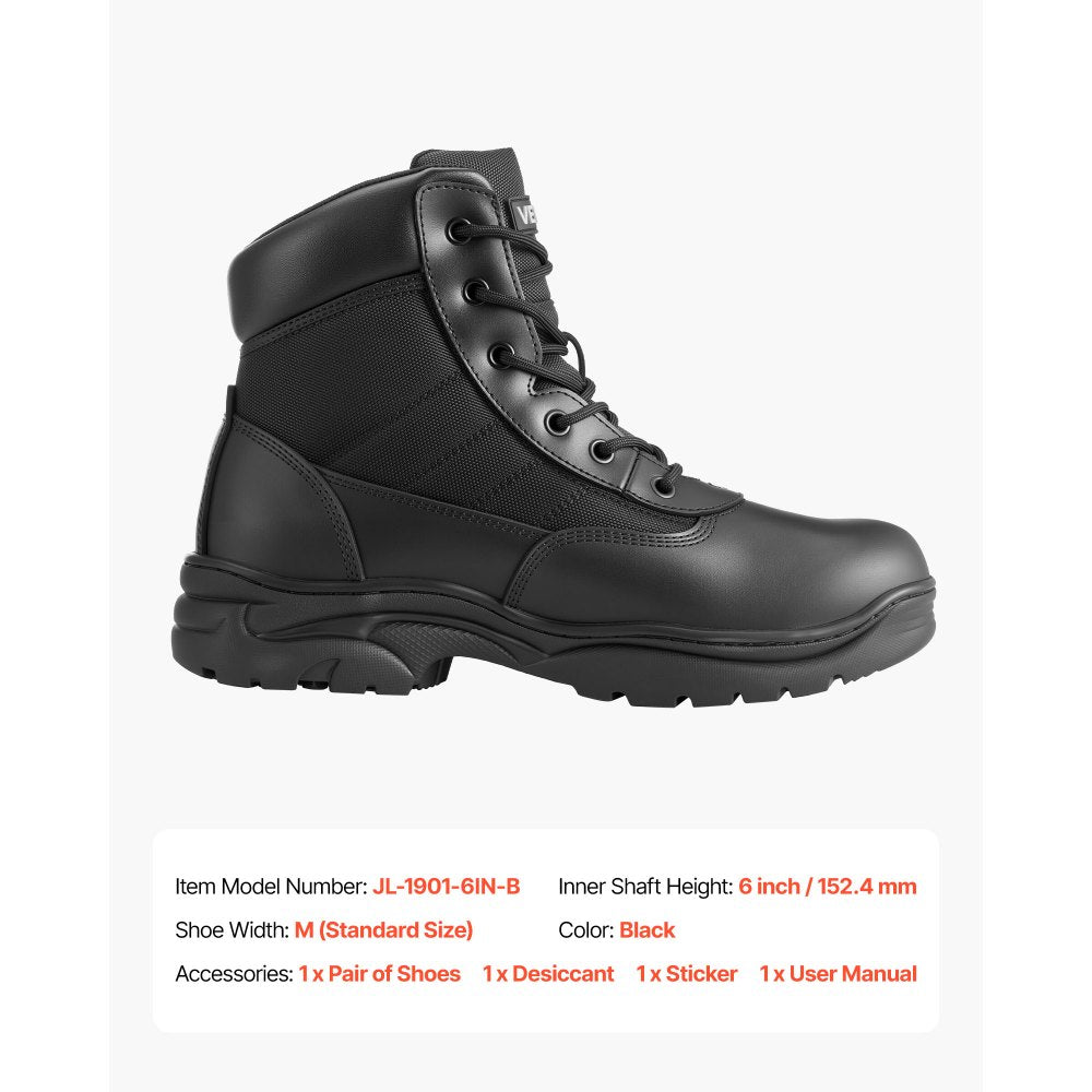 VEVOR Men's Military Tactical Boots, 6 inch Combat Hiking Work Boots, Lightweight & Breathable & Sturdy Mens Motorcycle Interceptor Trooper Boot, for Outdoor Security Mountaineering, US Size 9