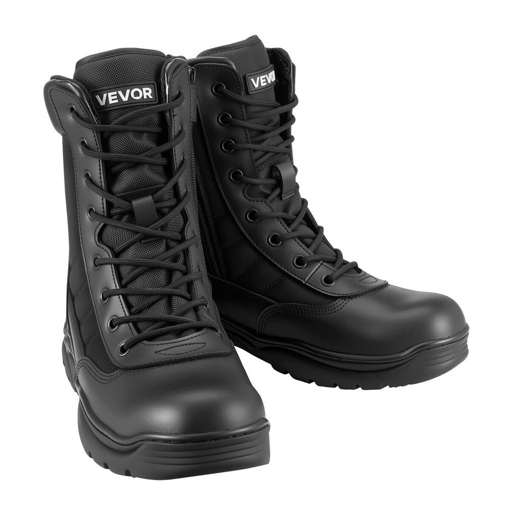 VEVOR Men's Military Tactical Boots, 8 inch Combat Hiking Work Boots, Lightweight & Breathable Side Zipper Mens Motorcycle Interceptor Trooper Boot, for Outdoor Security Mountaineering, US Size 11