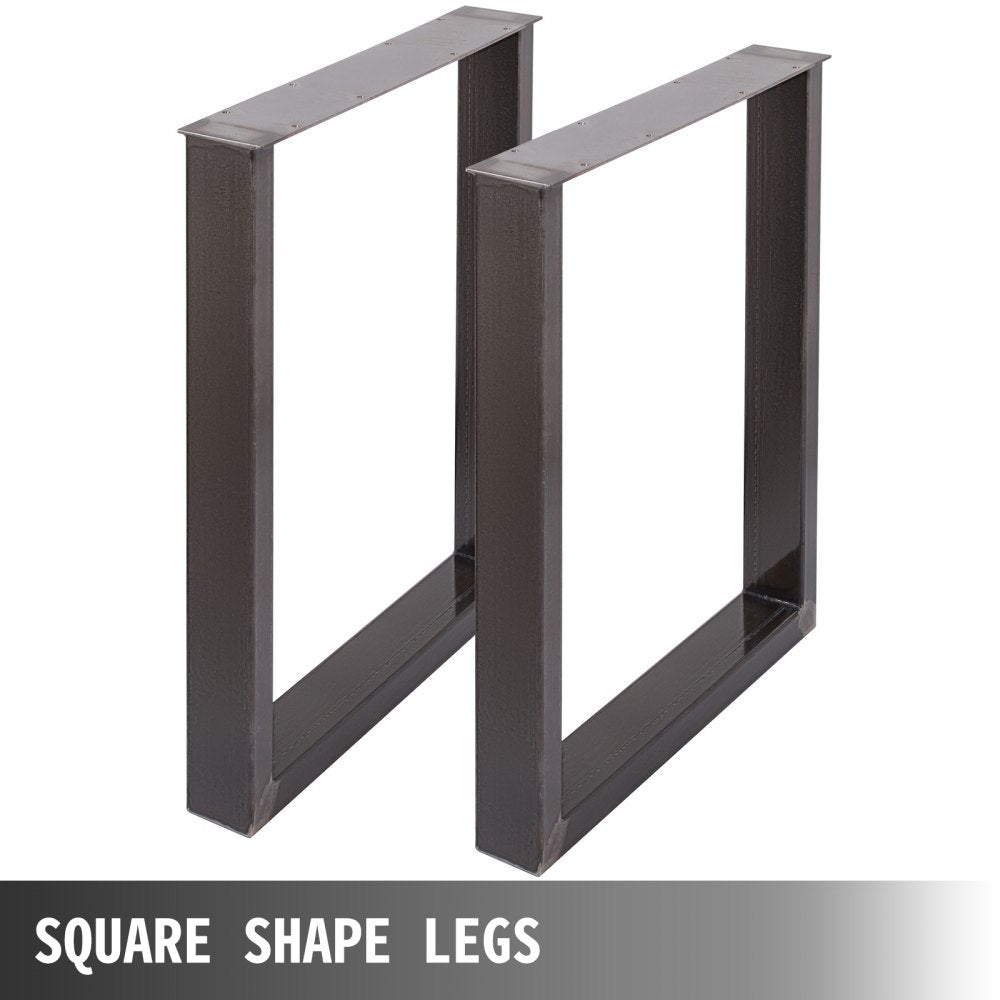 VEVOR Set of 2 Steel Table Legs, 28''Height 23''Wide Dining Table Legs, Heavy Duty 3.1" Square Box Section Square Table Legs, 28x23x3.1 Inch Black Industrial Country Style Metal Dining L