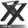 VEVOR Set of 2 Steel Table Legs, 28\'\'Height 30\'\'Wide Dining Table Legs, Heavy Duty 3.1\" Square Box Section X Frame Table Legs, 28x30x3.1 Inch Black Color Industrial Country Style Metal Dining Leg
