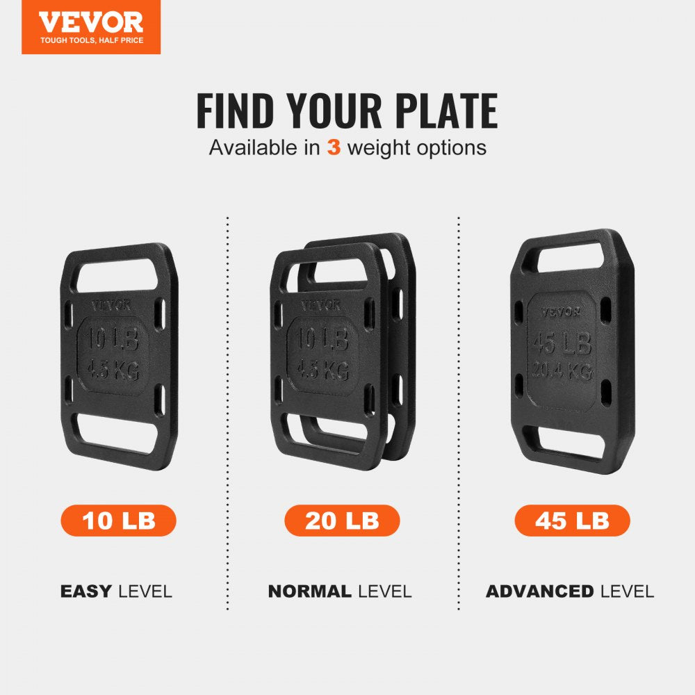 VEVOR Cast Iron Ruck Weights,  10LB Pair Ruck Plate, Weighted Weights for Rucking, Adjustable Ruck Plate with Straps, for Rucking, Swings, Squat, Strength Training, Weightlifting, Fitness Workout