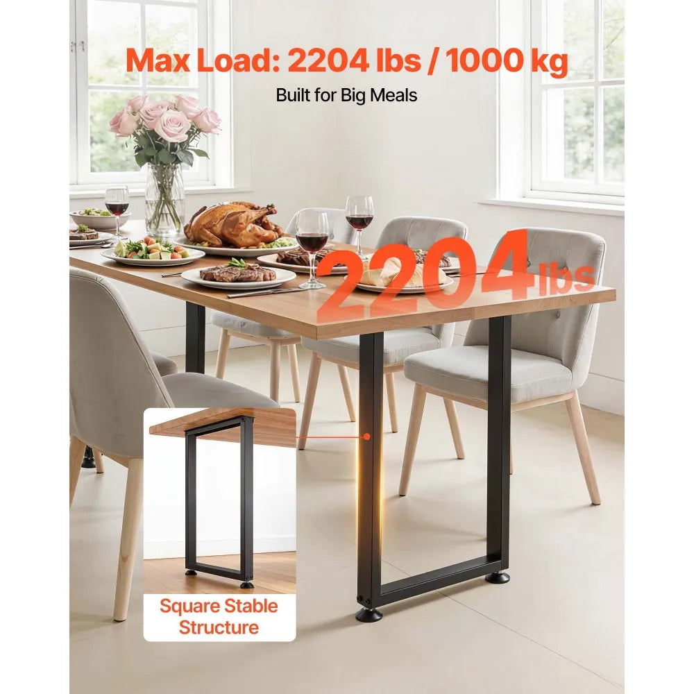 VEVOR Table Legs, 29.1" H x 17.7" W Square Steel Furniture Legs, Modular Design, Easy Assembly, 2204 lbs Max Load Heavy Duty, for Home Office Desk, Workbenches, Dinner Bar Tables, Set of 2, Black