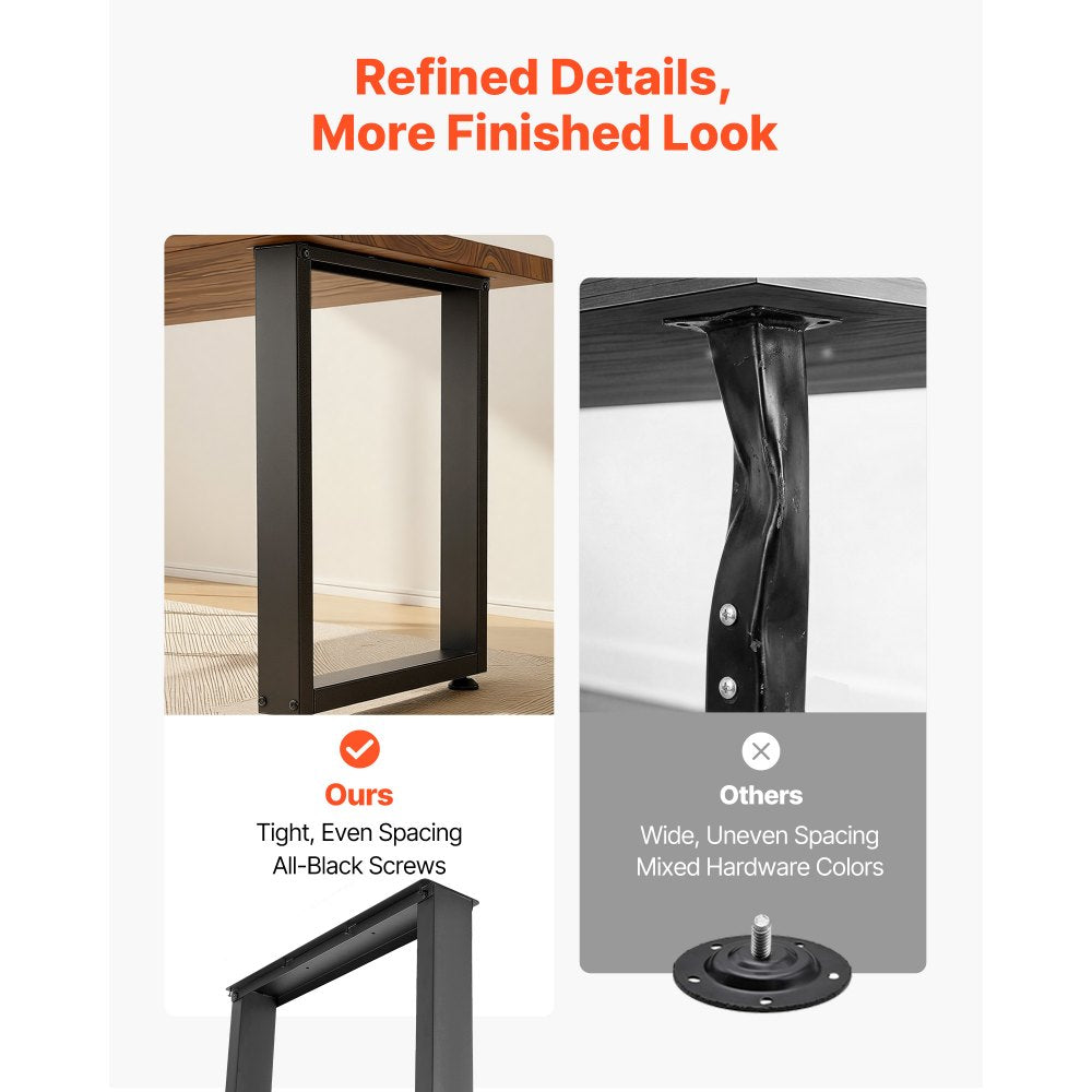 VEVOR Table Legs, 29.5" H x 23.6" W Square Steel Furniture Legs, Modular Design, Easy Assembly, 2204 lbs Max Load Heavy Duty, for Home Office Desk, Workbenches, Dinner Bar Tables, Set of 2, Black