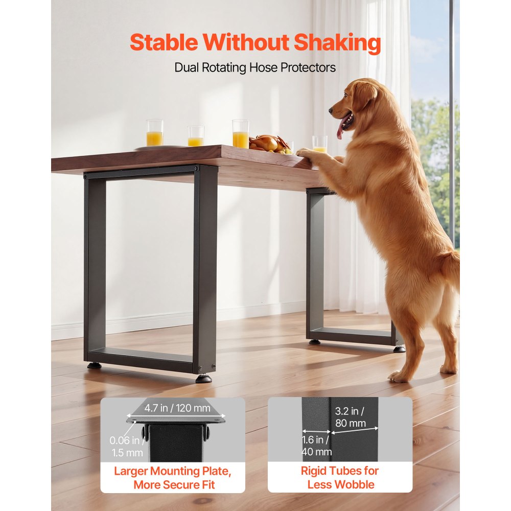 VEVOR Table Legs, 29.5" H x 35.4" W Square Steel Furniture Legs, Modular Design, Easy Assembly, 2204 lbs Max Load Heavy Duty, for Home Office Desk, Workbenches, Dinner Bar Tables, Set of 2, Black