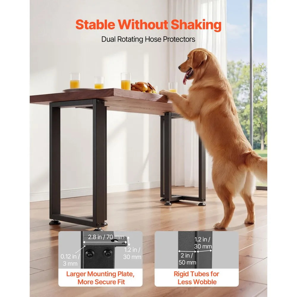 VEVOR Table Legs, 29.1" H x 17.7" W Square T Shape Steel Furniture Legs, Modular Design, Easy Assembly, 2204 lbs Max Load Heavy Duty, for Home Office Desk, Dinner Table, Workbenches, Set of 2, Black
