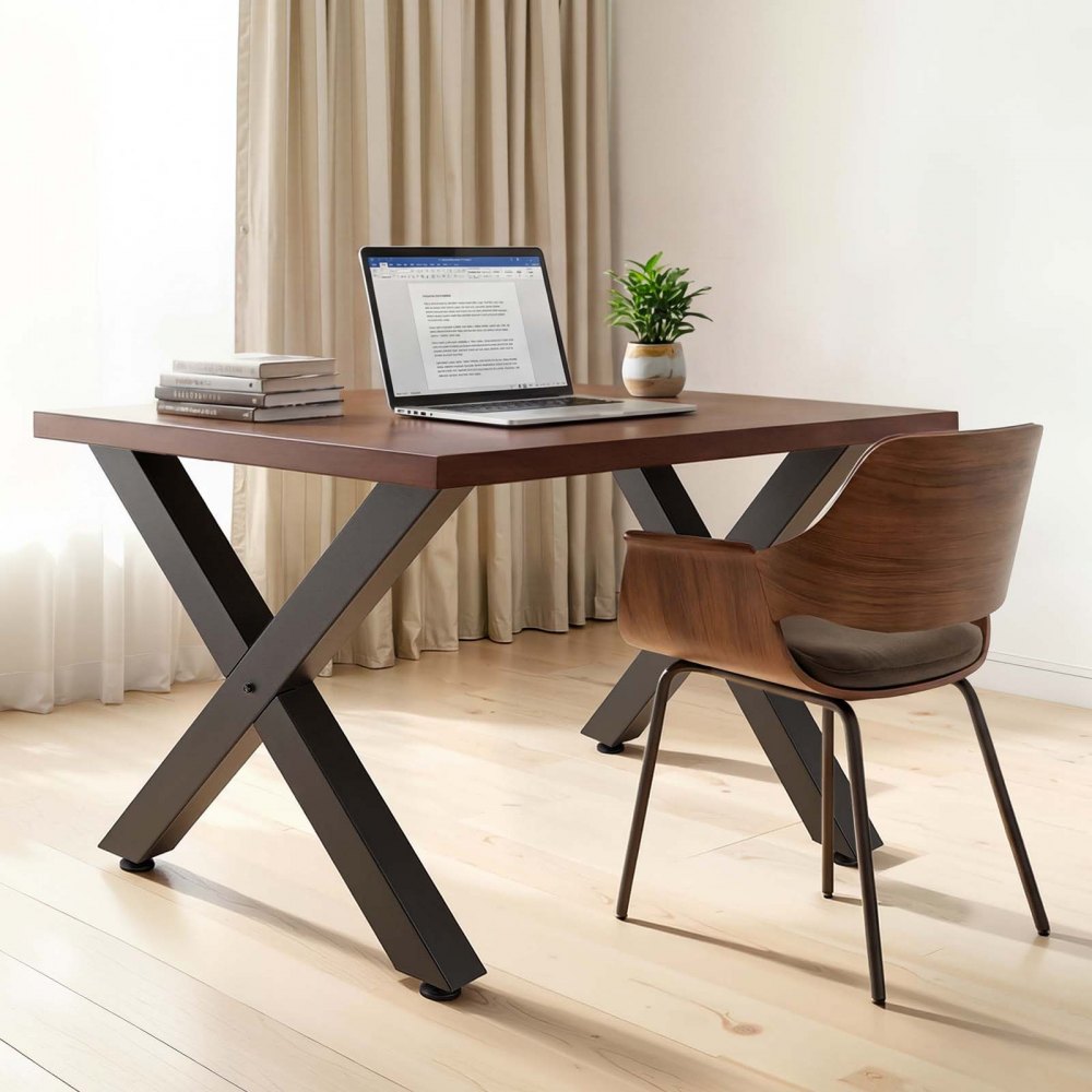 VEVOR Table Legs, 29.5" H x 31.1" W Steel Furniture Legs, Modular Design, Easy Assembly, 2204 lbs Max Load Heavy Duty, for Home Office Desk, Coffee Dinner Bar Tables, Workbench,2 PCS, X Frame, Black