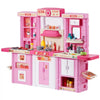 VEVOR Kids Kitchen Playset, 3-in-1 Toddler Kitchen with Simulated Spray, Sounds and Lights, Play Kitchen Set with 74 PCS Cooking Accessory Set for Toddlers, Preschoolers, Children Ages 3-8, Pink