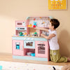 VEVOR Play Kitchen for Kids, Wooden Toy Kitchen Set with Lights and Sounds, Toddler Kitchen with Ice Maker, Oven, Sink, Microwaves, Fridge and Utensil and Fruit Accessory for Toddlers ages 3-8,Pink