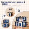 VEVOR Kids Kitchen Playset, 3-in-1 Toddler Kitchen with Simulated Spray, Sounds and Lights, Play Kitchen Set with 74 PCS Cooking Accessory Set for Toddlers, Preschoolers, Children Ages 3-8, Blue
