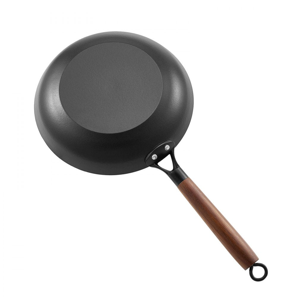 VEVOR Cast Iron Skillet, 3-Piece Frying Pan Set (8, 10, 12 in), Nonstick Skillets with Detachable Wood Handle, Pre-Seasoned Chef's Pan, Kitchen Cookware for Gas, Electrical, and Induction, Black