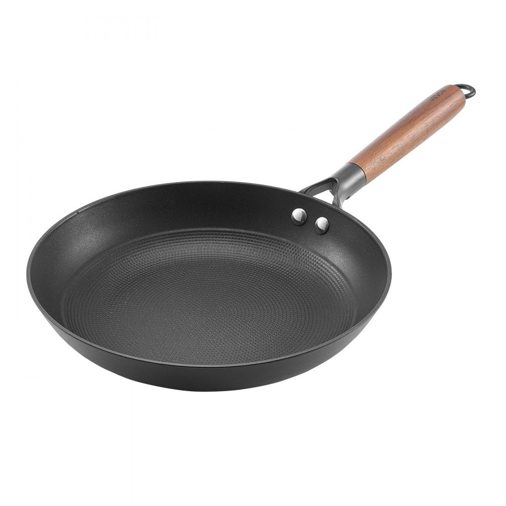 VEVOR Cast Iron Skillet, 3-Piece Frying Pan Set (8, 10, 12 in), Nonstick Skillets with Detachable Wood Handle, Pre-Seasoned Chef's Pan, Kitchen Cookware for Gas, Electrical, and Induction, Black