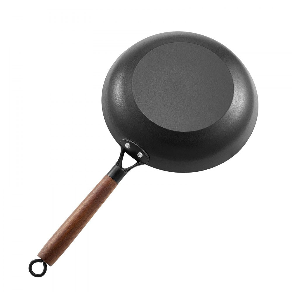 VEVOR Cast Iron Skillet, 3-Piece Frying Pan Set (8, 10, 12 in), Nonstick Skillets with Detachable Wood Handle, Pre-Seasoned Chef's Pan, Kitchen Cookware for Gas, Electrical, and Induction, Black