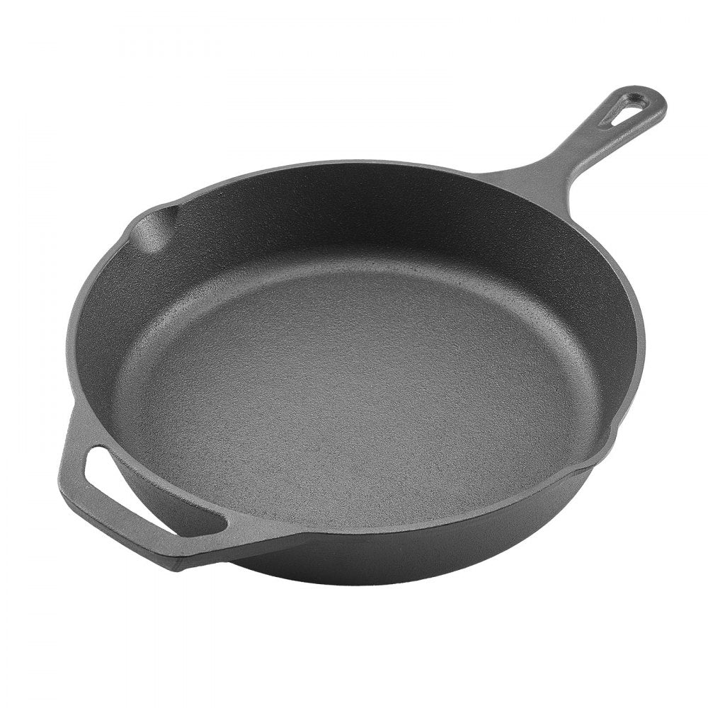 VEVOR Cast Iron Skillet, 4-Piece Frying Pan Set (6, 8, 10, 12 in), Skillets with Heat-Resistant Silicone Handle, Pre-Seasoned Chef's Pan, Kitchen Cookware, for Oven, Gas, Electrical, Induction, Black