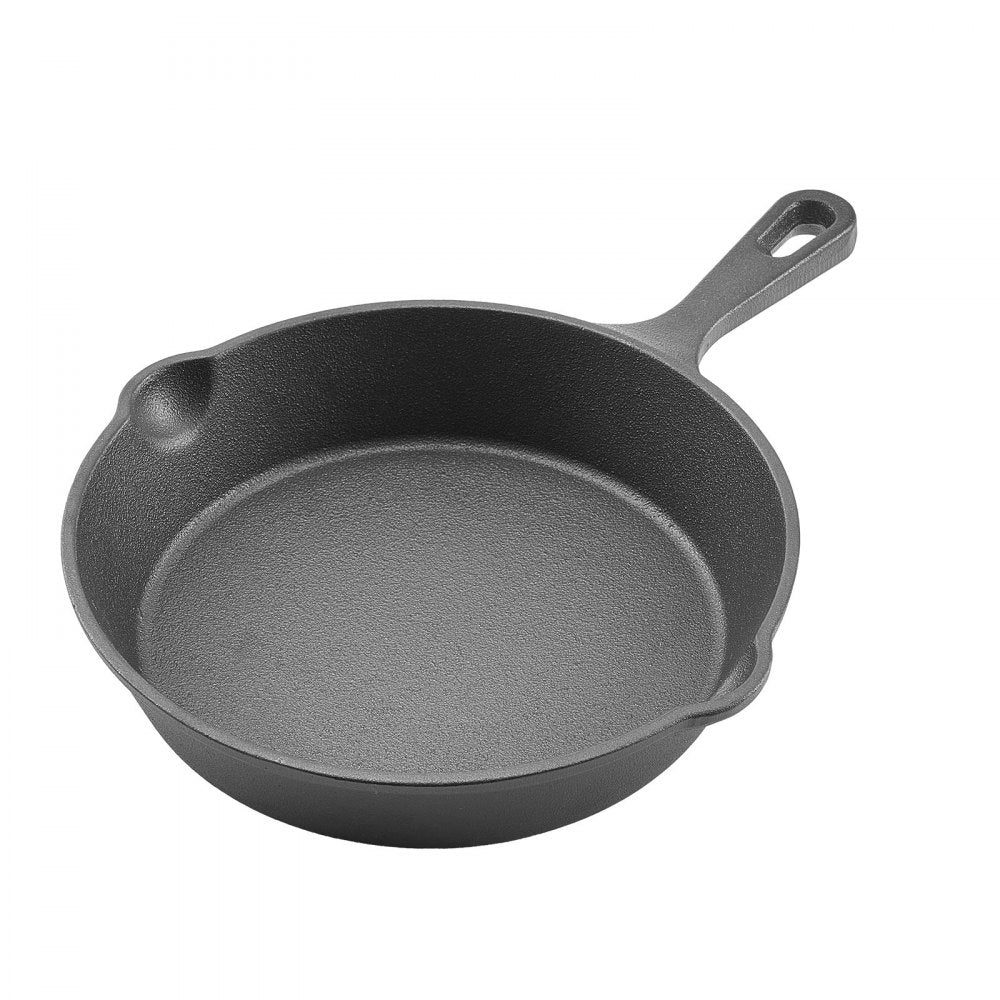 VEVOR Cast Iron Skillet, 3-Piece Frying Pan Set (6, 8, 10 in), Heavy-Duty Skillets with Heat-Resistant Handle, Pre-Seasoned Chef's Pan, Kitchen Cookware, for Oven, Gas, Electrical, Induction, Black