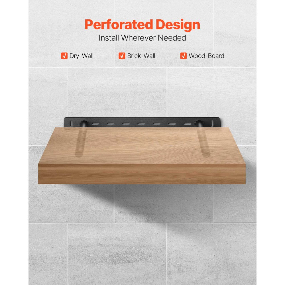 VEVOR Floating Shelf Brackets 2 Pcs, 150 lbs/68 kg Weight Capacity, 16x6.2x1.5 inch / 406.4x157.4x38.1 mm, Heavy Duty Hidden Shelf Brackets Support, Wall Mounting Invisible Floating Shelves Bracket