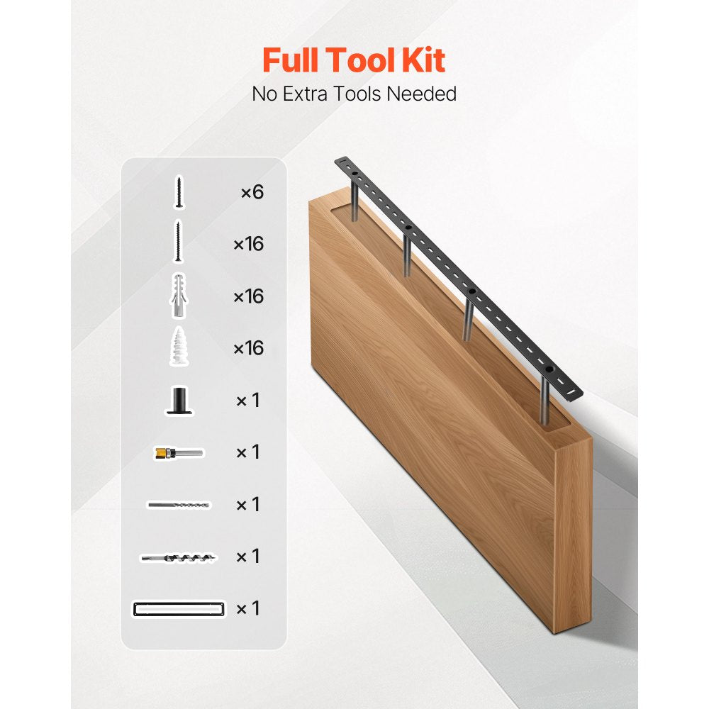 VEVOR Floating Shelf Bracket 1 Pack, 230 lbs/104 kg Weight Capacity, 43x6.2x1.5 inch / 1092.2x157.4x38.1 mm, Heavy Duty Hidden Shelf Brackets Support, Wall Mounting Invisible Floating Shelves Bracket
