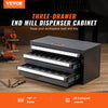 VEVOR Three-Drawer Steel Cabinet for End Mill Organization, Accommodates 1/8" to 1", Features 29 Compartments with Labels, Stackable Design for Efficient Storage