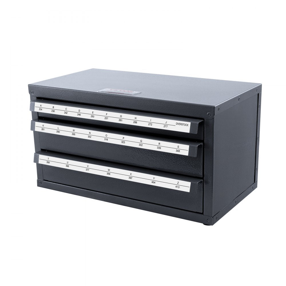 VEVOR Drill Bit Dispenser Cabinet, Three-Drawer Drill Bit Organizer Cabinet for A to Z, Steel Drill Dispenser Organizer Cabinet with Labels, Stackable Drill Dispenser for Drill Bit Storage