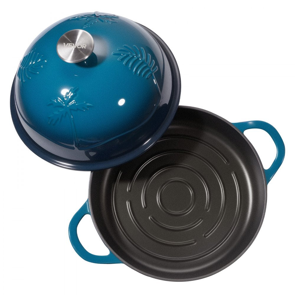 VEVOR Enameled Cast Iron Dutch Oven, 5 Quart Pot for Sourdough Bread Baking, Heavy-Duty Cookware Pan with Lid and Dual Handles, Oven Induction Compatible up to 500℉, for Cooking Roasting