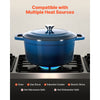 VEVOR Enameled Cast Iron Dutch Oven, 6 Quart Pot with Lid and Dual Handles, Heavy-Duty Durable Cookware Pan, Oven Induction Compatible up to 500℉, for Braising, Stews, Roasting, Bread Baking, Blue
