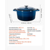 VEVOR Enameled Cast Iron Dutch Oven, 6 Quart Pot with Lid and Dual Handles, Heavy-Duty Durable Cookware Pan, Oven Induction Compatible up to 500℉, for Braising, Stews, Roasting, Bread Baking, Blue