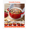 VEVOR Enameled Cast Iron Dutch Oven, 6 Quart Pot with Lid and Dual Handles, Heavy-Duty Durable Cookware Pan, Oven Induction Compatible up to 500℉, for Braising, Stews, Roasting, Bread Baking, Red