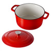 VEVOR Enameled Cast Iron Dutch Oven, 6 Quart Pot with Lid and Dual Handles, Heavy-Duty Durable Cookware Pan, Oven Induction Compatible up to 500℉, for Braising, Stews, Roasting, Bread Baking, Red