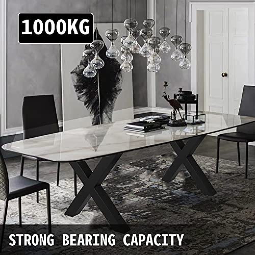 VEVOR Set of 2 Steel Table Legs, 28\'\'Height 24\'\'Wide Dining Table Legs, Heavy Duty 3.1\" Square Box Section X Frame Table Legs, 28x24x3.1 Inch Black Color Industrial Country Style Metal Dining Leg