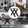 VEVOR Set of 2 Steel Table Legs, 28\'\'Height 24\'\'Wide Dining Table Legs, Heavy Duty 3.1\" Square Box Section X Frame Table Legs, 28x24x3.1 Inch Black Color Industrial Country Style Metal Dining Leg