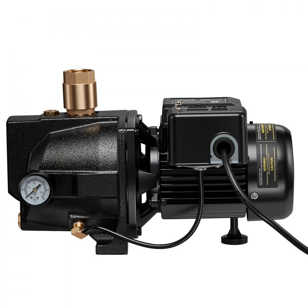 VEVOR 1/2 HP Shallow Well Jet Pump, AC 115/230 Volt, 790 GPH Dual Voltage Cast Iron Well Jet Pump, with 147 ft Max Head Lift, Automatic Pressure Switch, for Garden Irrigation Lawn Sprinkler System