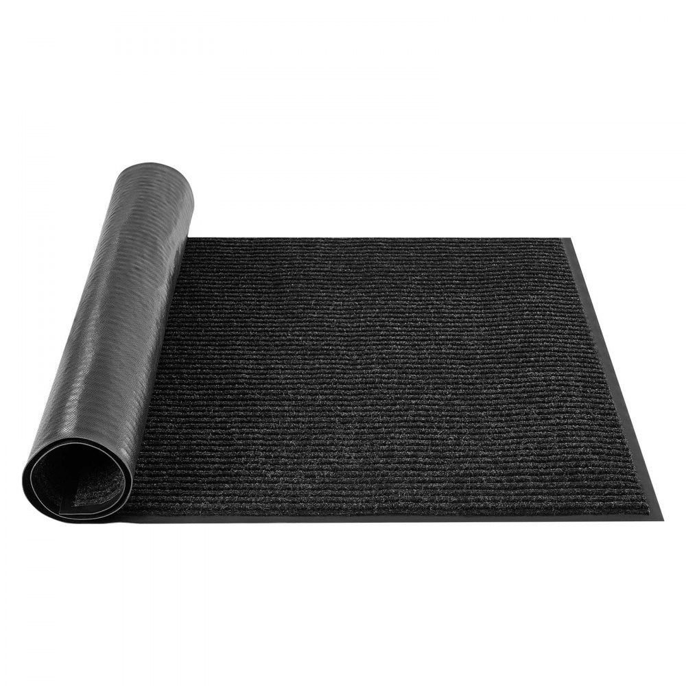 VEVOR Front Door Mat, 10 x 3 ft Commercial Floor Mat for Indoor and Outdoor, Stylish Striped Industrial Carpet with PVC Backing, Heavy Duty Washable Entry Rug for Hallway, Balcony, Garage, Grey