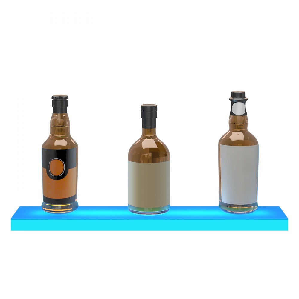 VEVOR LED Lighted Liquor Bottle Display Bar Shelf RF & App Control 24" 1-Step White