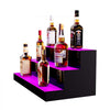 VEVOR LED Lighted Liquor Bottle Display, 3 Tiers 24 Inch Commercial Illuminated Home Bar Shelf, 3 Steps Whiskey Rack Stand, Acrylic Drink Shelves with RF Remote & App Control, and Multicolor lighting