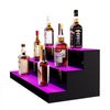 VEVOR LED Lighted Liquor Bottle Display, 3 Tiers 30 Inch Commercial Illuminated Home Bar Shelf, 3 Steps Whiskey Rack Stand, Acrylic Drink Shelves with RF Remote & App Control, and Multicolor lighting