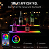 VEVOR LED Lighted Liquor Bottle Display, 2 Tiers 24 Inch Commercial Illuminated Home Bar Shelf, 2 Steps Whiskey Rack Stand, Acrylic Drink Shelves with RF Remote & App Control, and Multicolor lighting
