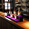 VEVOR LED Lighted Liquor Bottle Display, 2 Tiers 48 Inch Commercial Illuminated Home Bar Shelf, 2 Steps Whiskey Rack Stand, Acrylic Drink Shelves with RF Remote & App Control, and Multicolor lighting