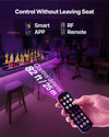 Control methods: smart app and RF remote with up to 82 ft control distance