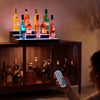 VEVOR LED Lighted Liquor Bottle Display, 3 Tiers 24 inches, Supports USB, Acrylic Illuminated Home Bar Shelf Display with RF Remote & App Control, 9 Static Colors, Timing Mode, for 18-24 Bottles