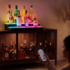 VEVOR LED Lighted Liquor Bottle Display, 2 Tiers 30 inches, Supports USB, Acrylic Illuminated Home Bar Shelf Display with RF Remote & App Control, 9 Static Colors, Timing Mode, for 14-20 Bottles