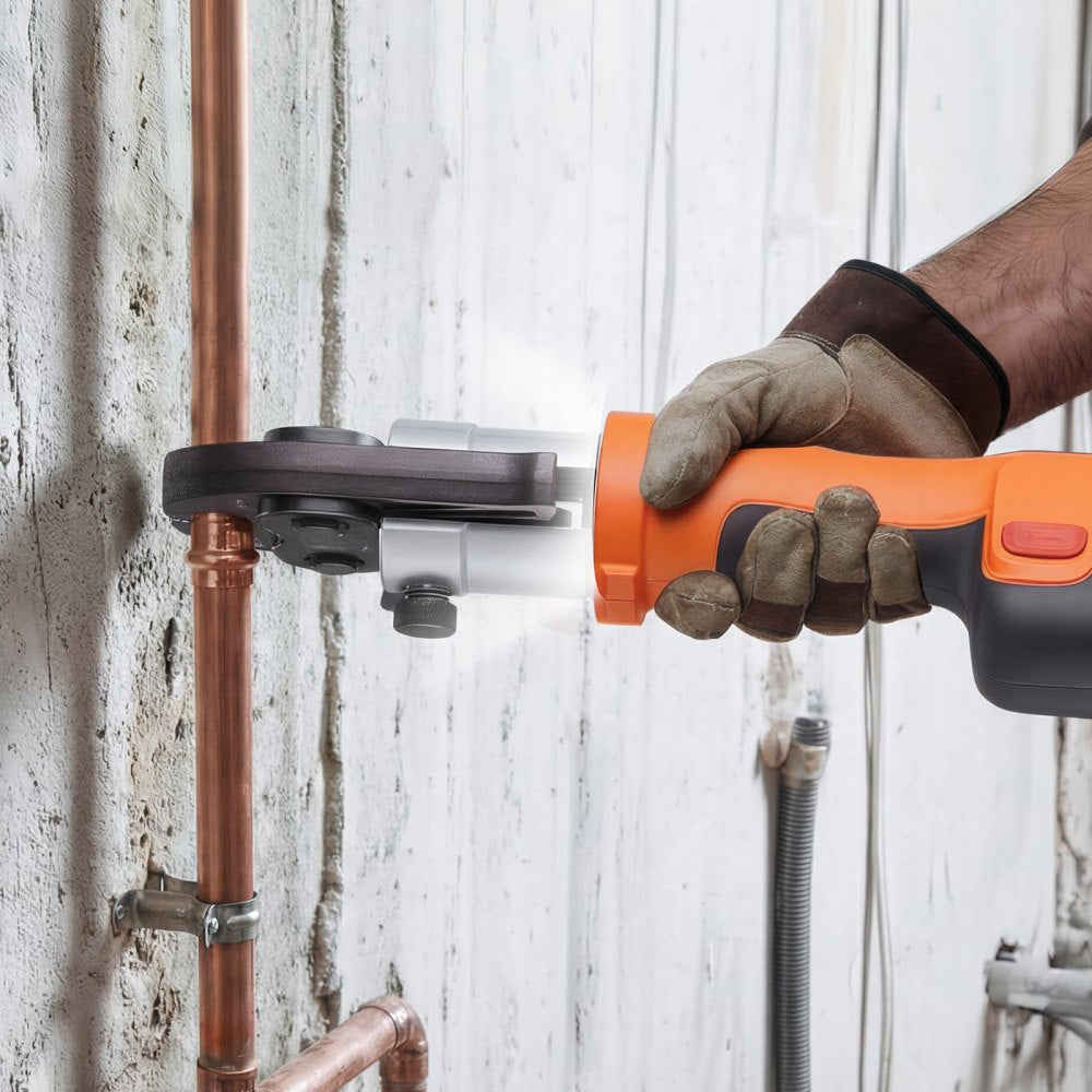 VEVOR Press Tool, 18V Electric Crimping Tool for 1/2", 3/4", 1", 1-1/4", 1-1/2", 2" Copper Pipes, 32KN Press Tool Compatible with ProPress - with 6 VUS Jaws, 2PCS 4AH Batteries, Charger & Toolbox