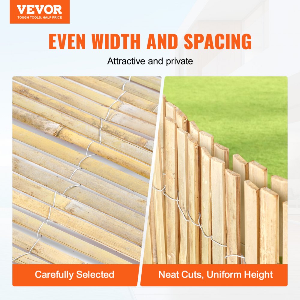 VEVOR Natural Bamboo Fence Privacy Screen, Eco-Friendly Privacy Bamboo Slat Fence, 6 ft H x 13 ft L Decorative Bamboo Screen Panel, for Garden, Backyard, Balcony, Patio, Pool Side