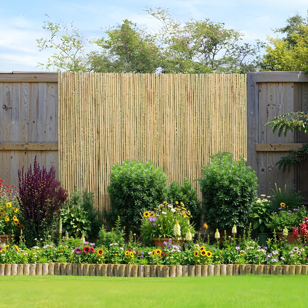 VEVOR Natural Rolled Bamboo Fence, Eco-Friendly Bamboo Privacy Fence 4 ft H x 6 ft L x 0.75 in D. , Decorative Bamboo Privacy Screen for Garden, Backyard, Balcony, Patio, Pool Side