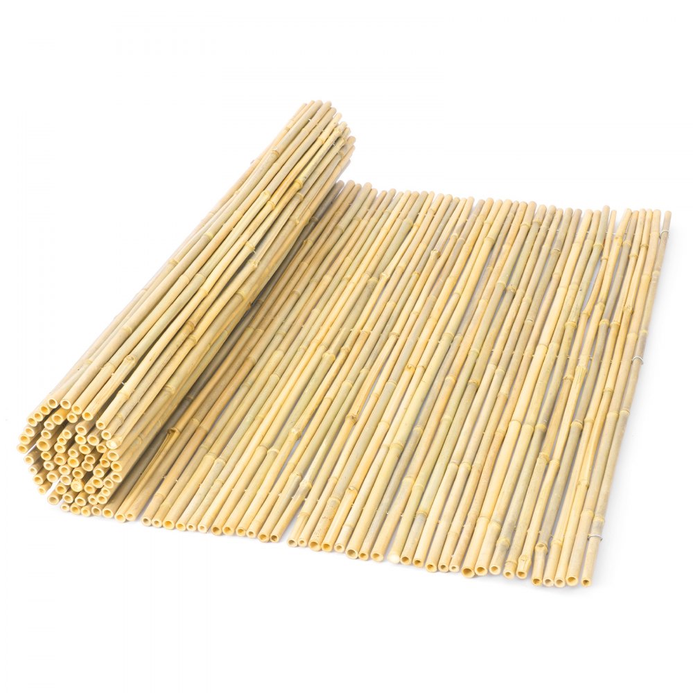 VEVOR Natural Rolled Bamboo Fence, Eco-Friendly Bamboo Privacy Fence 4 ft H x 6 ft L x 0.75 in D. , Decorative Bamboo Privacy Screen for Garden, Backyard, Balcony, Patio, Pool Side