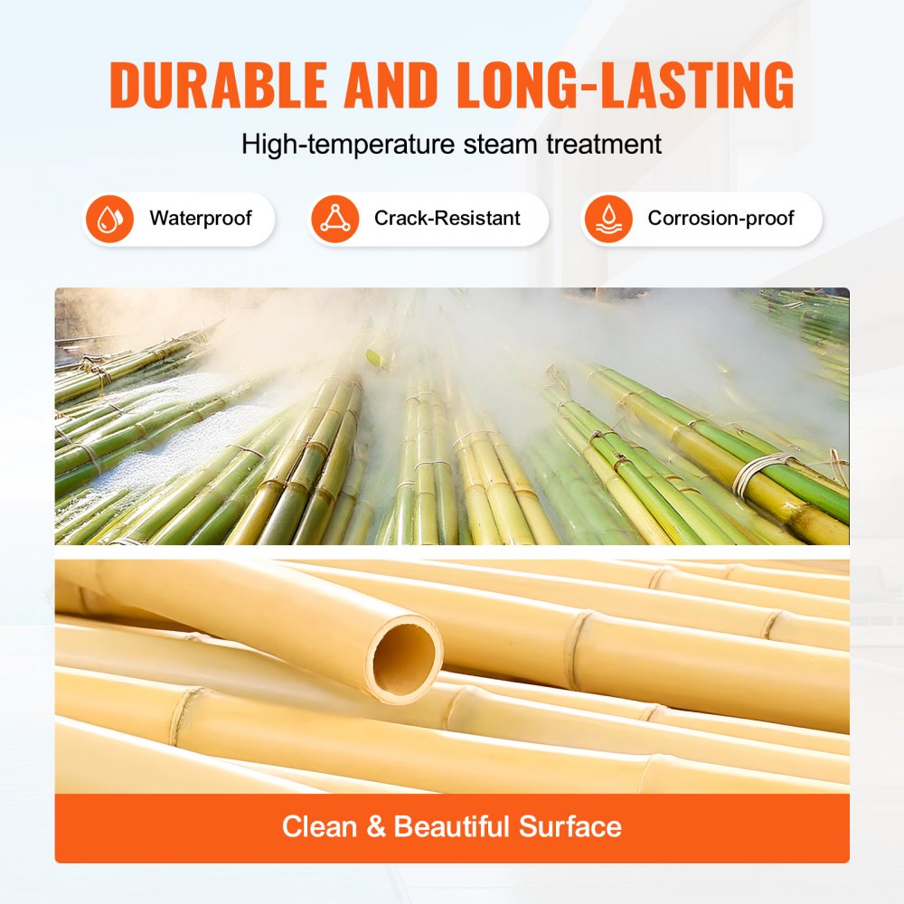 VEVOR Natural Rolled Bamboo Fence, Eco-Friendly Bamboo Privacy Fence 4 ft H x 8 ft L x 0.75 in D. , Decorative Bamboo Privacy Screen for Garden, Backyard, Balcony, Patio, Pool Side