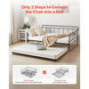 VEVOR Full Size Daybed Frame, Day Bed with Trundle, Heavy Duty Metal Platform Bed Frame, Full Daybed with Metal Slats Support for Living Room, Bedroom, Guest Room, Easy Assembly, Black