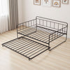 VEVOR Full Size Daybed Frame, Day Bed with Trundle, Heavy Duty Metal Platform Bed Frame, Full Daybed with Metal Slats Support for Living Room, Bedroom, Guest Room, Easy Assembly, Black