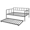 VEVOR Full Size Daybed with Pop Up Trundle Twin Size Metal Day Bed Frame, for Living Room Bedroom Guest Room, Sturdy Metal Design, Space Saving Sofa Bed, 2 Lockable Casters, Easy Assembly, Black