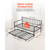 VEVOR Twin Size Daybed Frame, Height Adjustable Day Bed with Trundle, Heavy Duty Metal Platform Bed Frame with LED Light and Charging Station, Twin Daybed with Metal Slats for Living Room, Bedroom