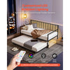 VEVOR Twin Size Daybed Frame, Height Adjustable Day Bed with Trundle, Heavy Duty Metal Platform Bed Frame with LED Light and Charging Station, Twin Daybed with Metal Slats for Living Room, Bedroom